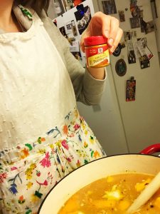 Erika hard at work on her stew with turmeric as the hidden gem