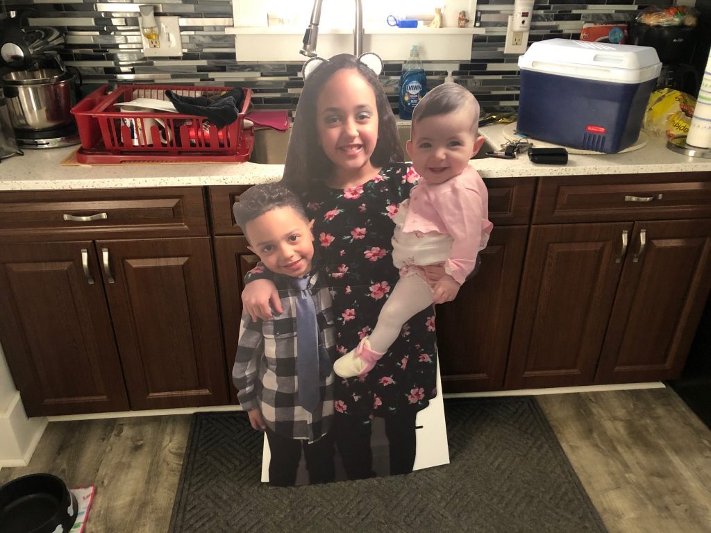 Cutout picture of three children