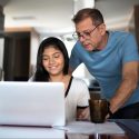 Picture of a dad helping child with homework