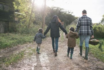 Picture of family walking down path