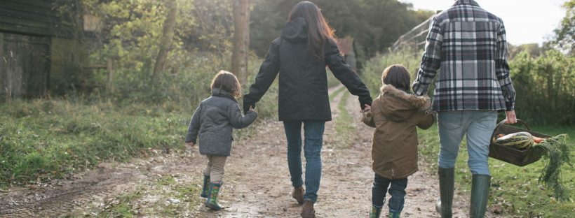 Picture of family walking down path